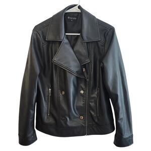 Cortelle Women's Black Faux Leather Jacket, Size 10